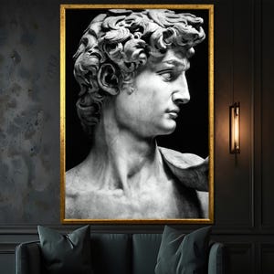 David Sculpture Canvas Painting Gift - Classic Black and White Wall Art, Elegant Renaissance Decor for Home