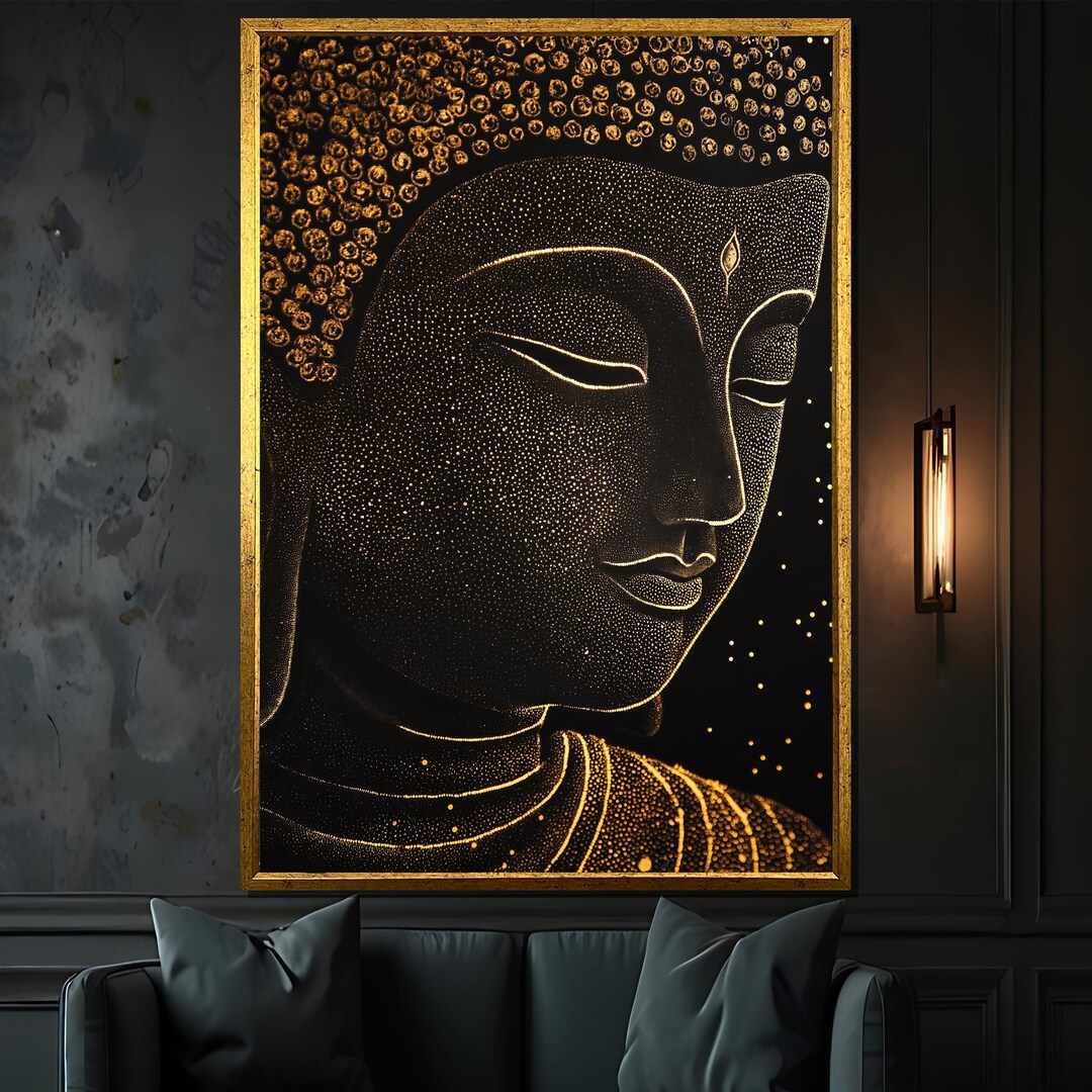 Golden Buddha Canvas Painting, Spiritual Zen Wall Art, Tranquil ...