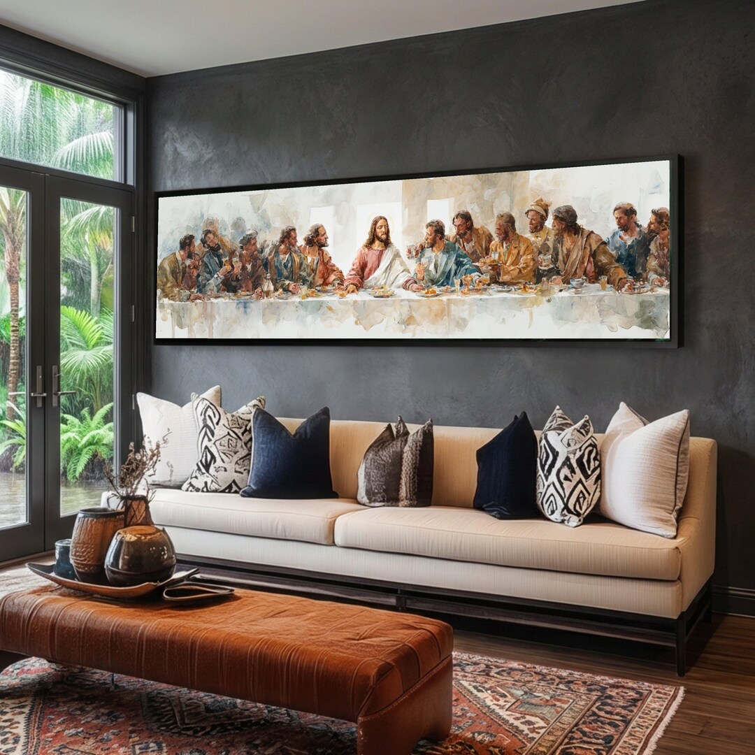The Last Supper Canvas Wall Art, Jesus and Disciples Painting, Biblical ...