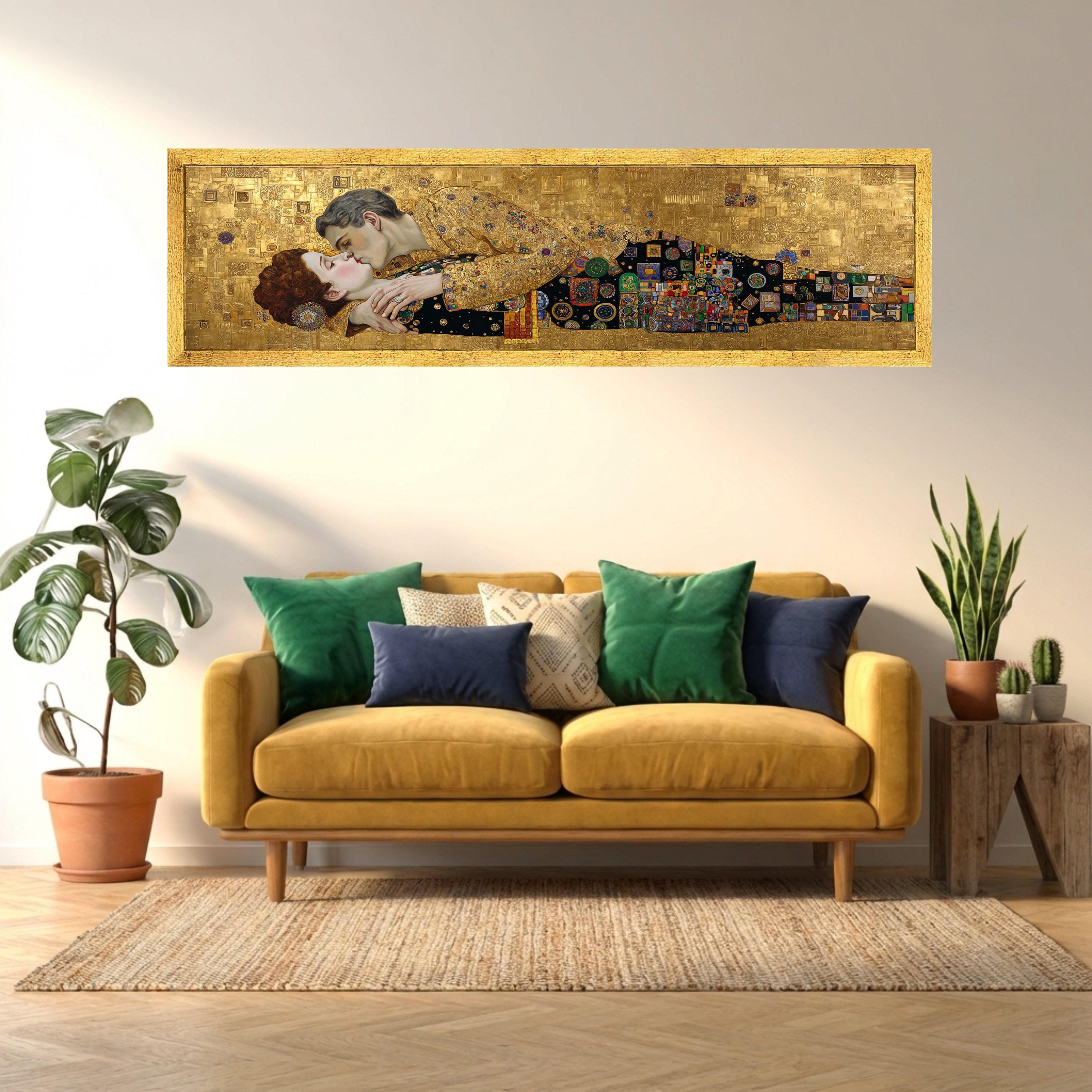The Kiss Canvas Wall Art, Gustav Klimt Gold Painting, Art Nouveau Decor ...