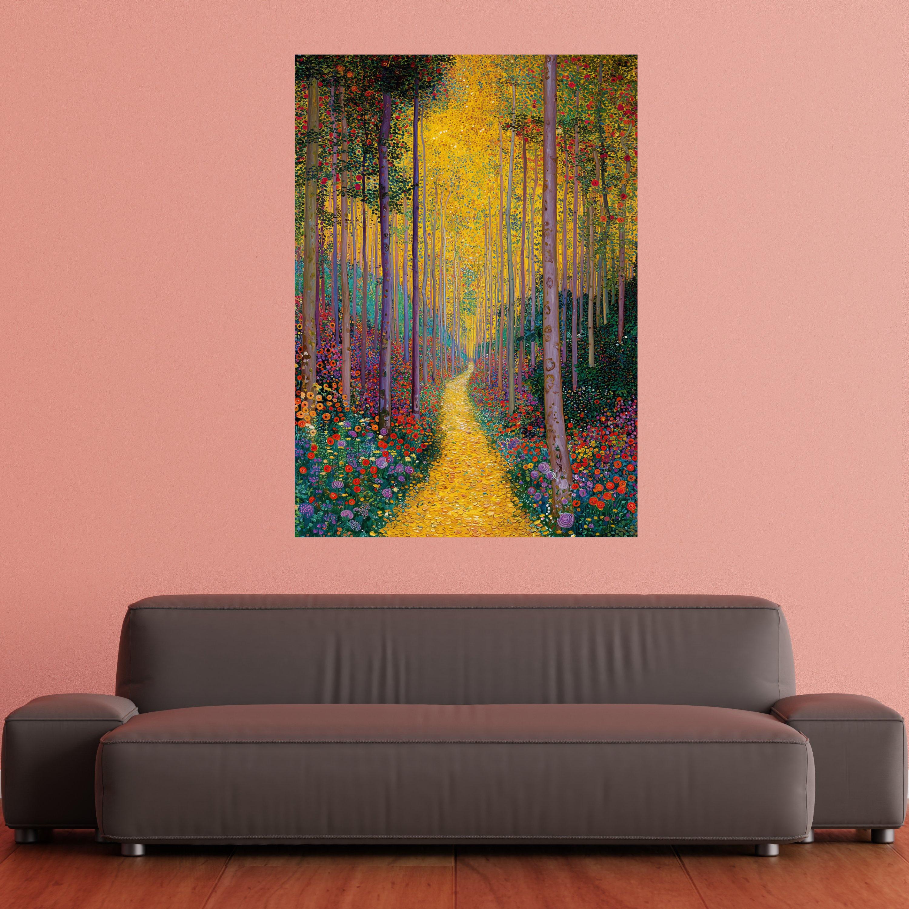 Gustav Klimt Forest Path Canvas, Colorful Autumn Trees Wall Art ...
