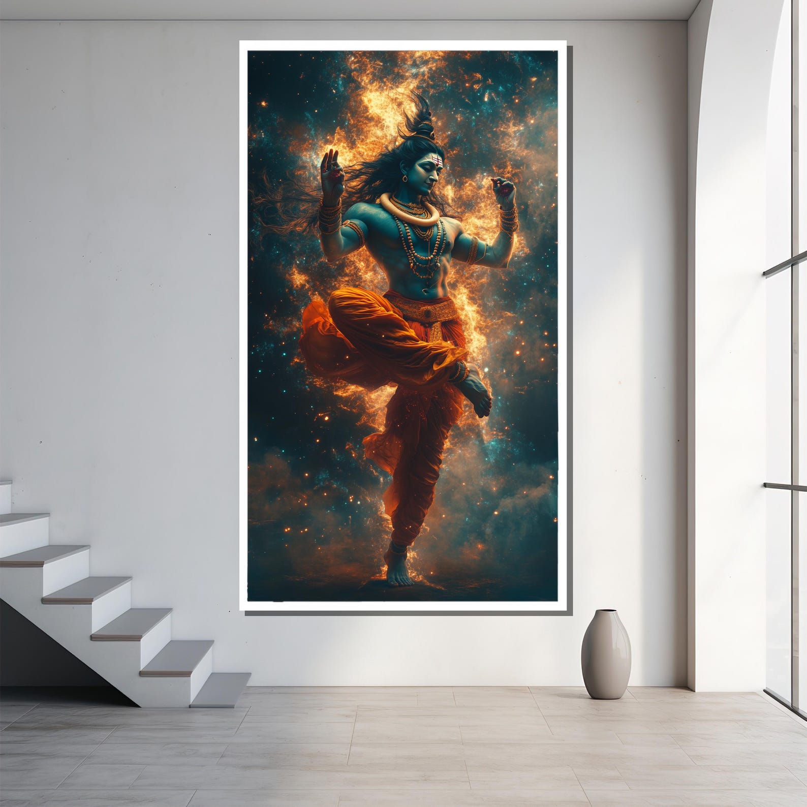 Cosmic Dance of Lord Shiva Canvas Painting – Nataraja Tandava Pose ...