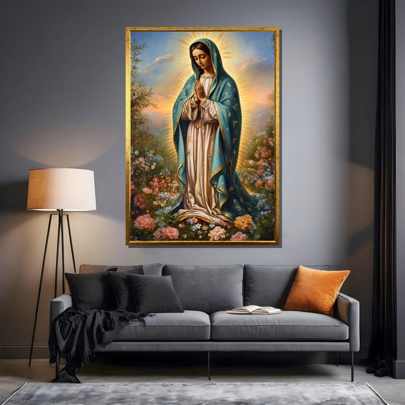 Virgin Mary Canvas Painting, Our Lady of Guadalupe, Catholic Wall Art ...