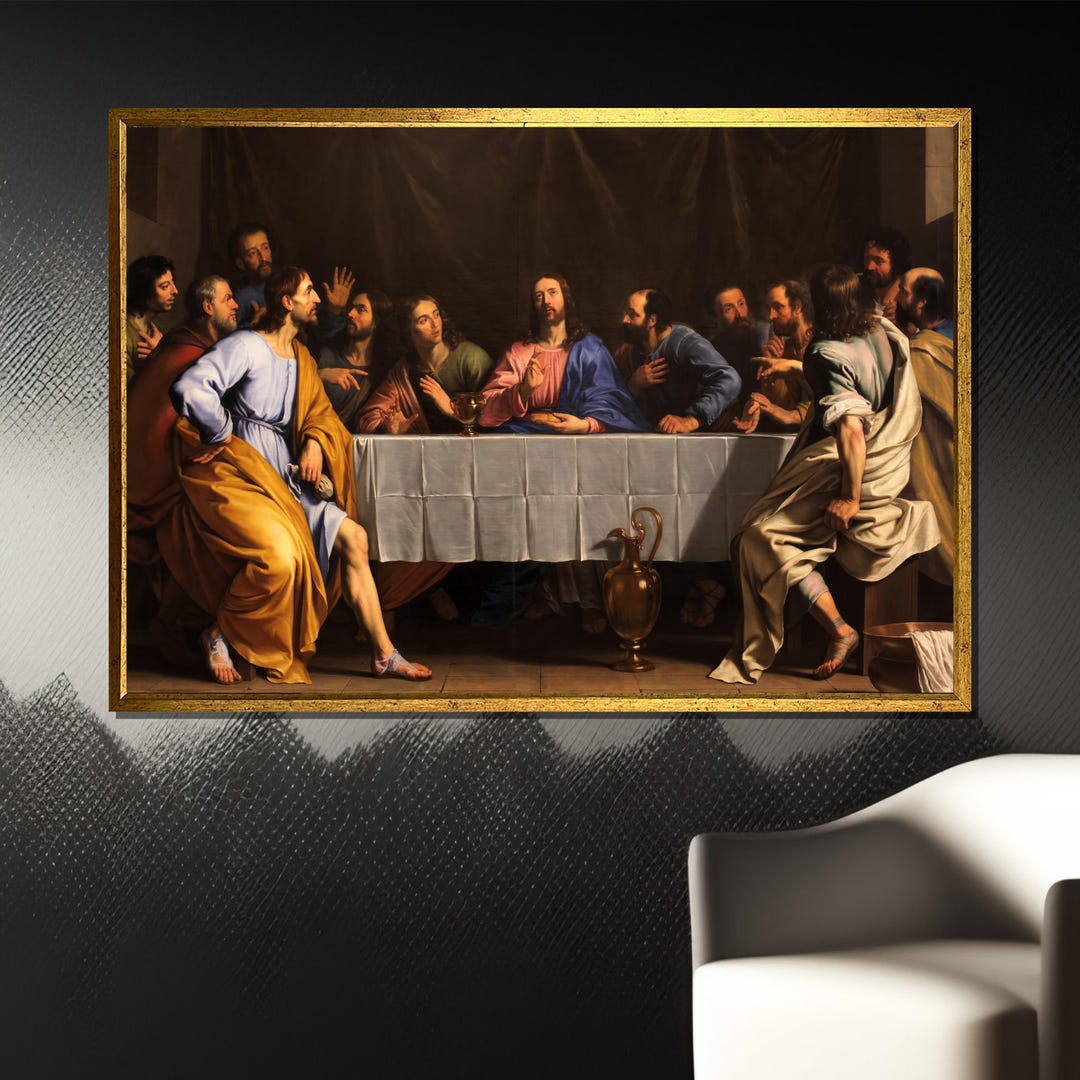 The Last Supper Canvas Wall Art – Classic Christian Painting of Jesus ...