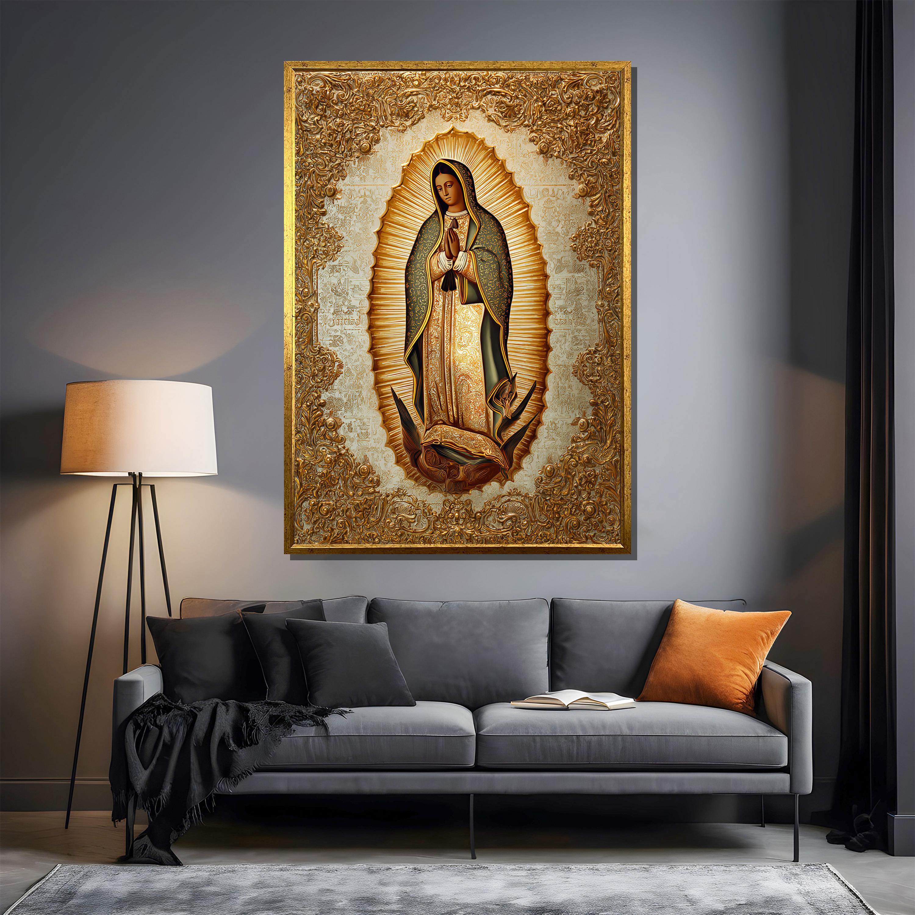 Our Lady of Guadalupe Canvas Icon With Ornate Golden Frame – Sacred ...