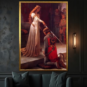 The Accolade Canvas Painting Gift - Edmund Blair Leighton&#39;s Majestic Knighting Ceremony for Lovers of Medieval and Chivalric Art
