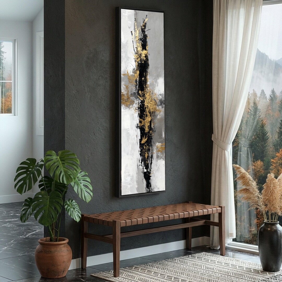 Black and Gold Abstract Canvas Art, Modern Home Decor - Etsy