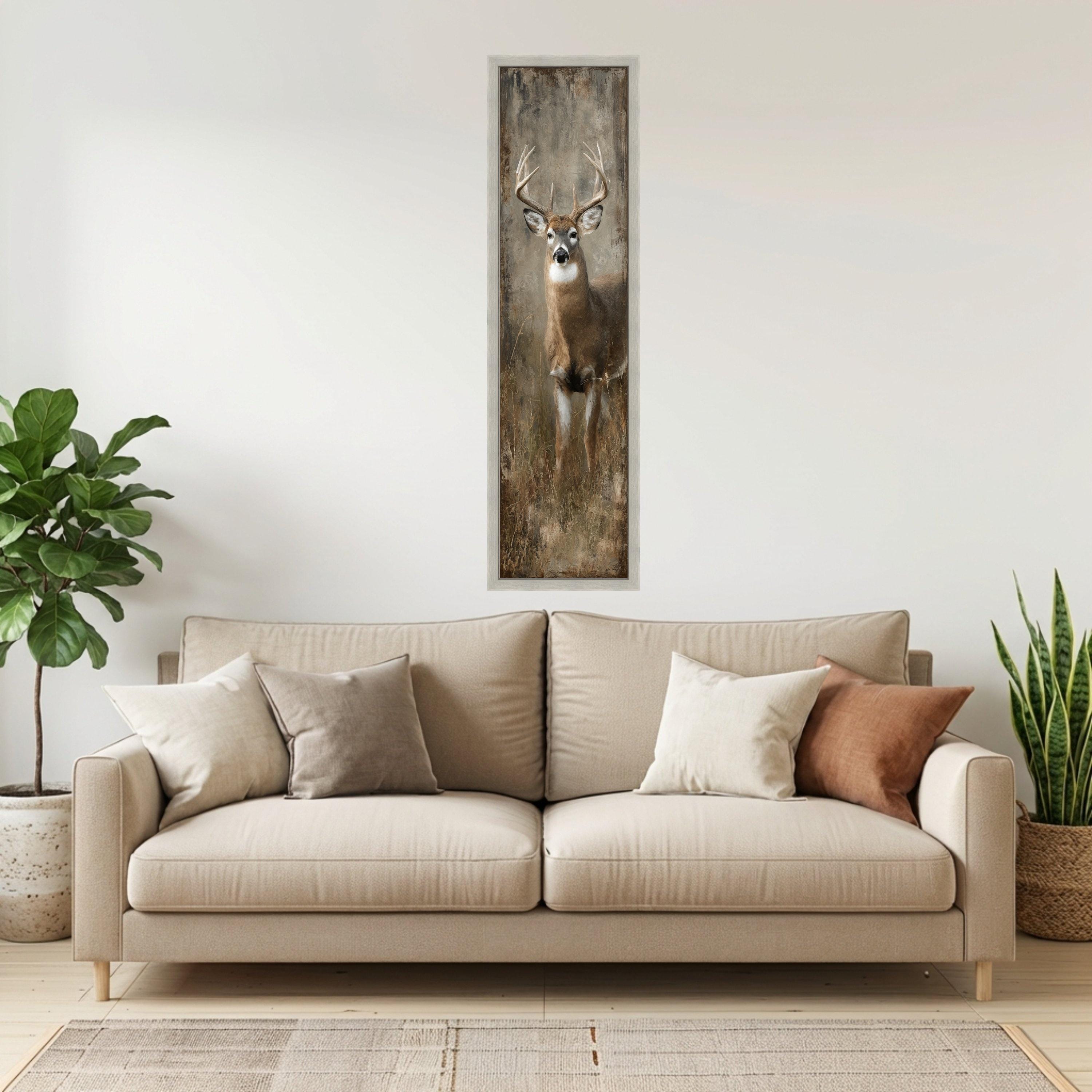 Rustic Deer Canvas Painting, Large Stag Wall Art, Woodland Cabin Decor ...