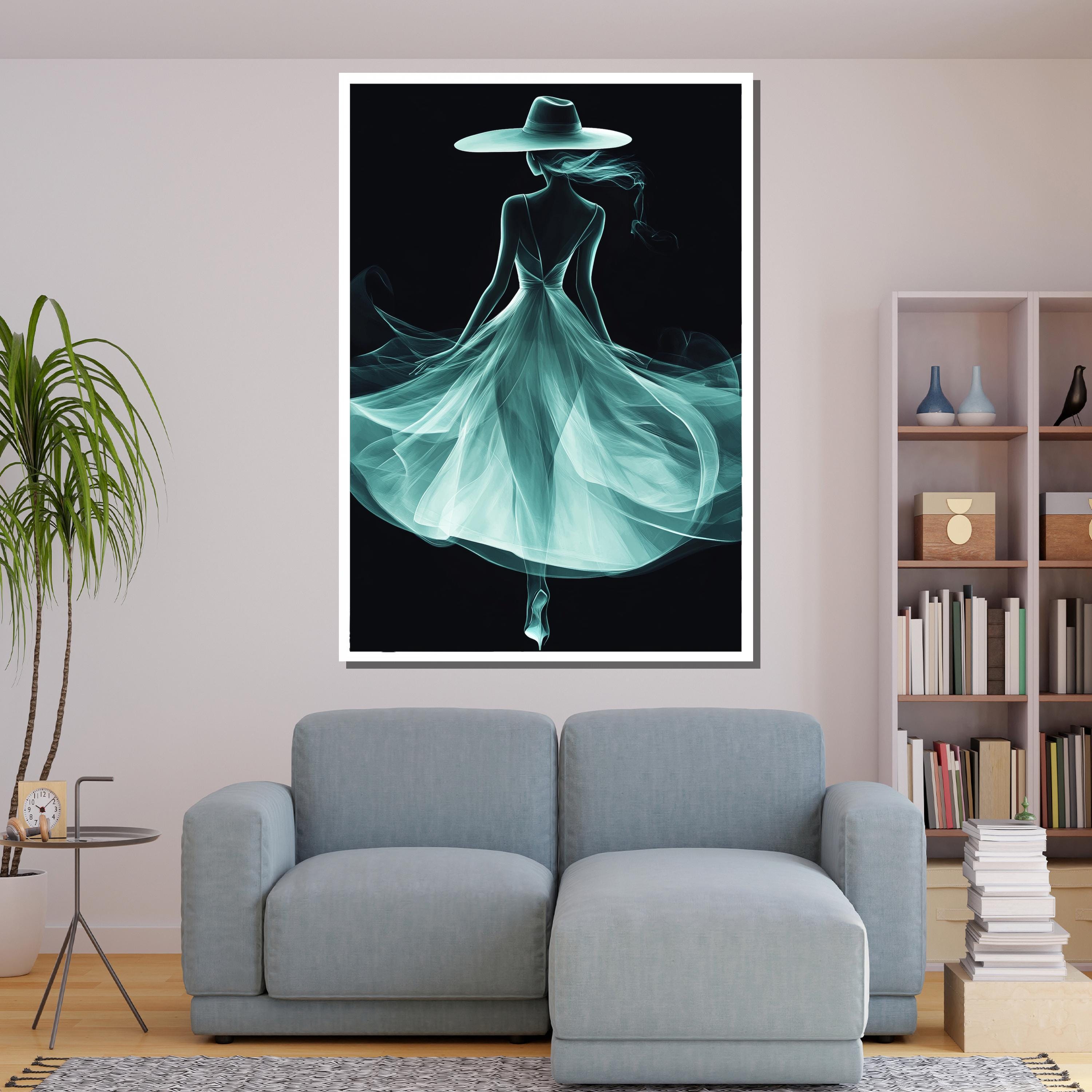 Elegant Minimalist Woman in Flowing Dress Canvas Painting – Ethereal ...