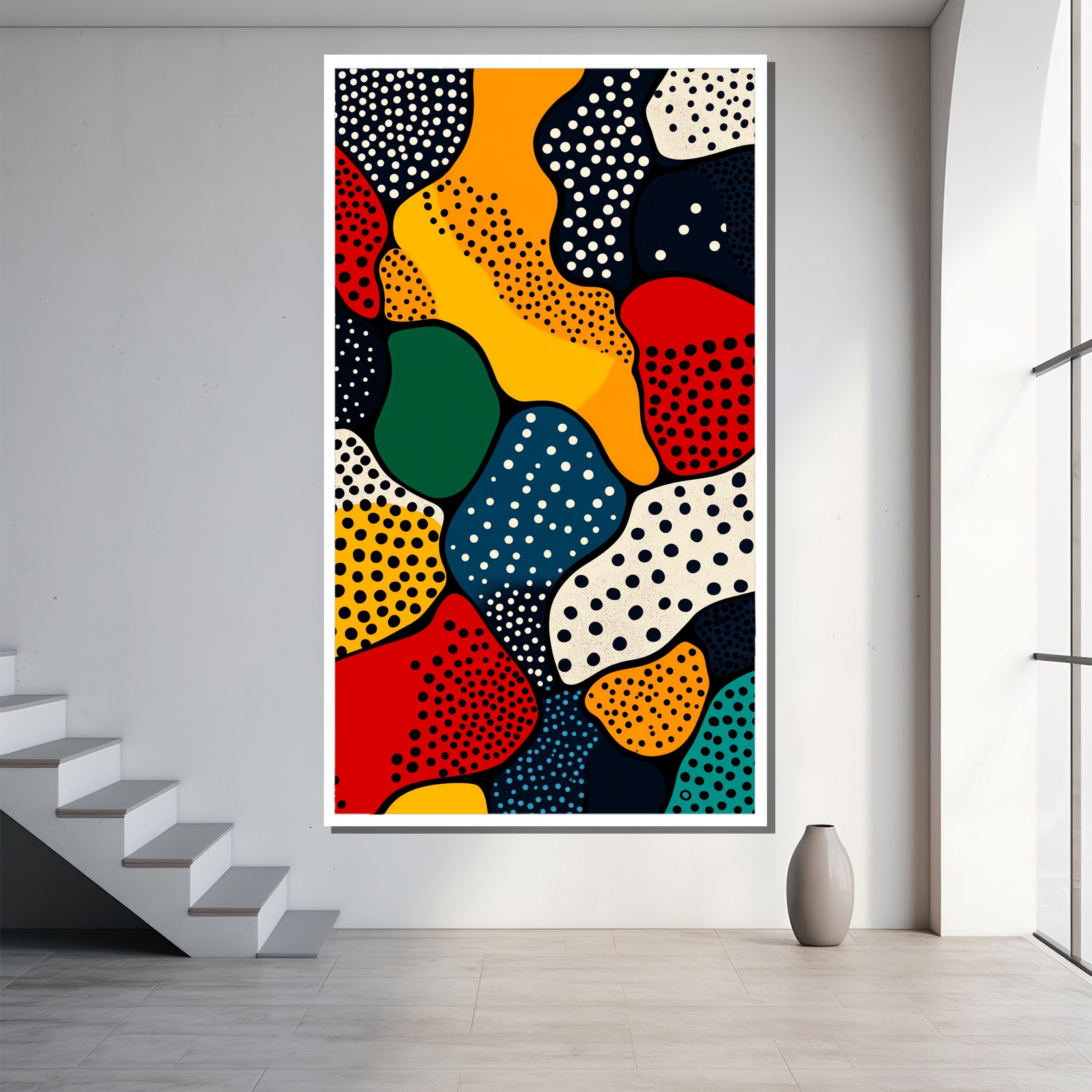Yayoi Kusama Inspired Canvas Painting, Colorful Abstract Dots Wall Art ...
