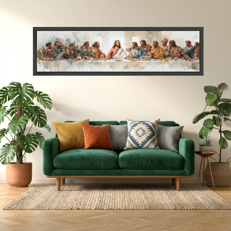The Last Supper Canvas Wall Art, Jesus and Disciples Painting, Biblical ...