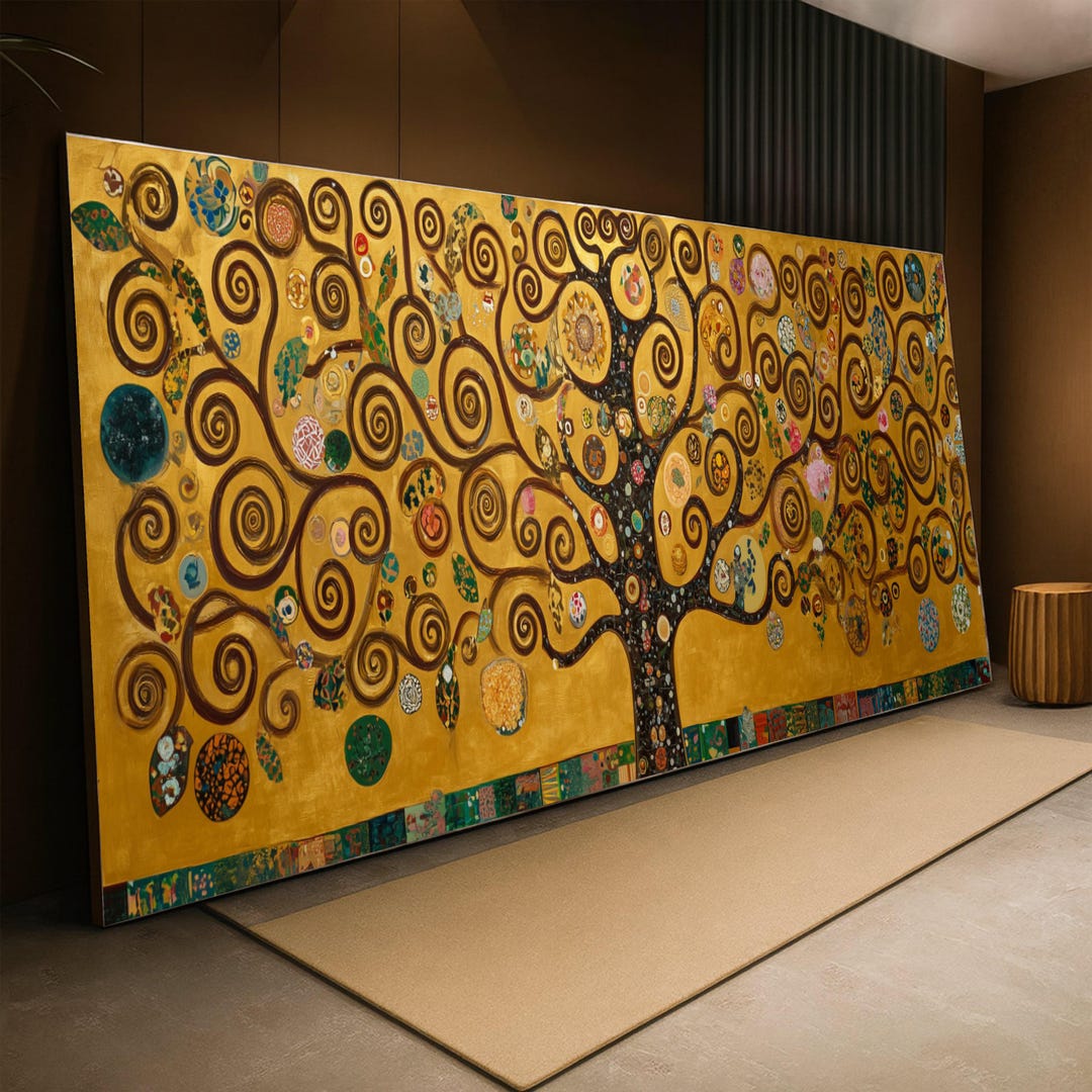 Gustav Klimt Tree of Life Canvas Wall Art, Abstract Golden Swirl Design ...