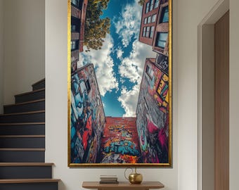 Urban Graffiti Street Art Canvas Painting - Vibrant City Wall Mural - Modern Urban Decor Gift