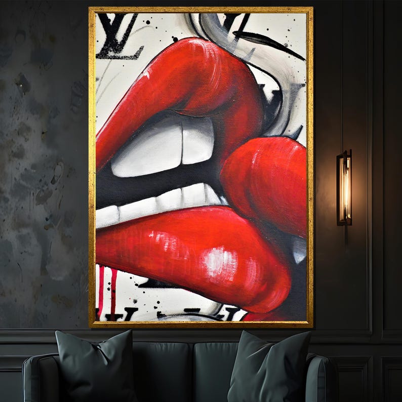 Seductive Red Lips Pop Art Painting - Bold and Modern Canvas Painting ...