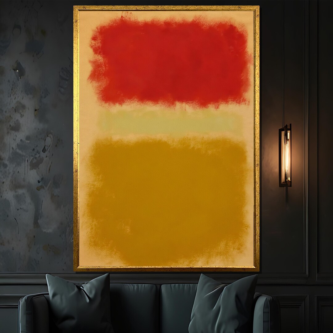 Mark Rothko's Vibrant Red and Yellow Abstract Canvas Painting - Bold ...