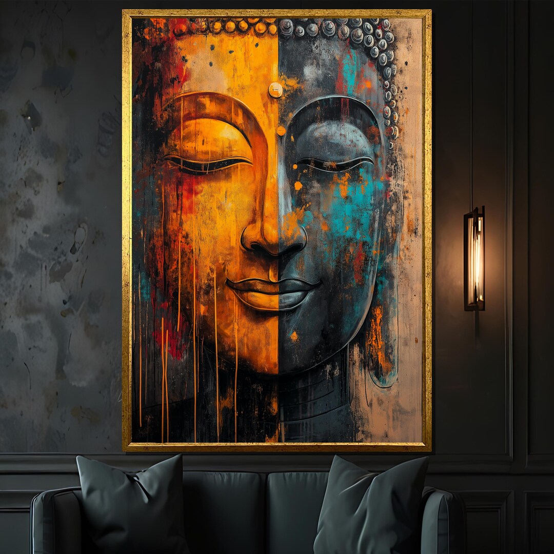 Urban Buddha Canvas Painting - Modern Spiritual Wall Art - Zen ...
