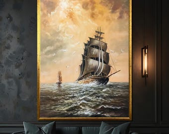 Vintage Sailing Ship Canvas Print – Nautical Maritime Wall Art