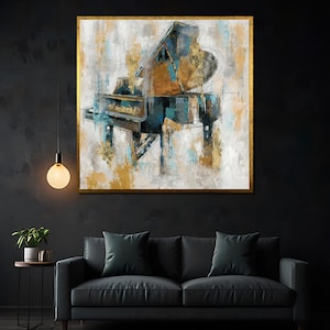 Abstract Grand Piano Canvas Painting – Modern Music Art, Perfect Gift for Musicians and Art Lovers, Stylish Wall Decor for Homes