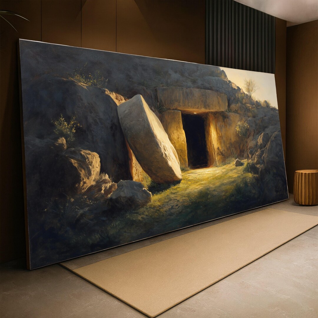 He is Risen Canvas Wall Art, Empty Tomb Resurrection Painting ...