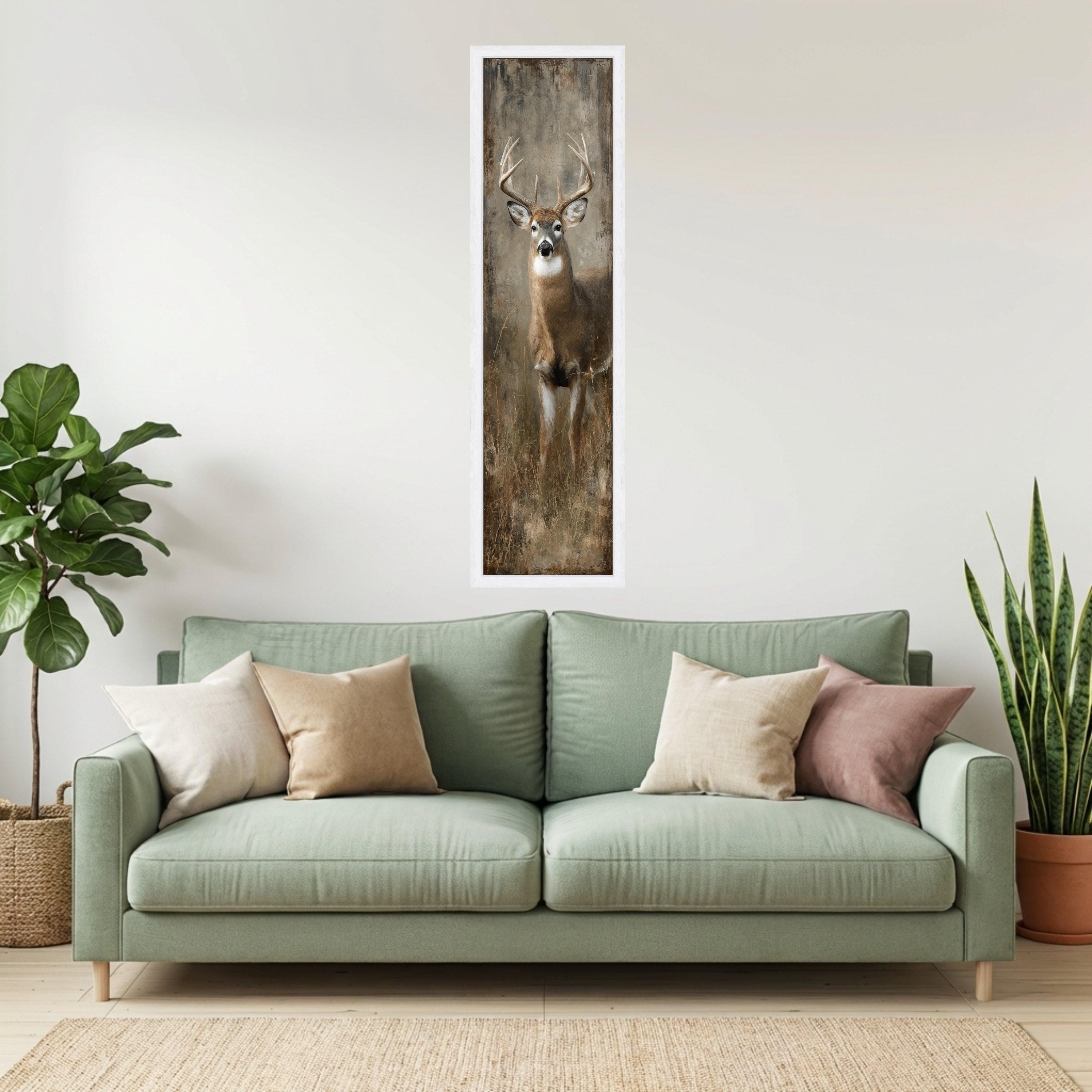 Rustic Deer Canvas Painting, Large Stag Wall Art, Woodland Cabin Decor ...