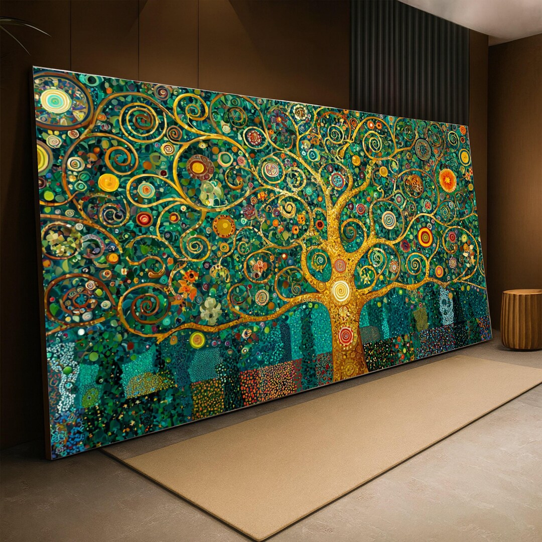 Gustav Klimt Tree of Life Canvas, Abstract Gold Swirls Wall Art ...