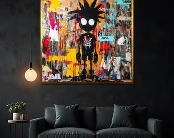 Bold Street Art Canvas Painting, Pop Art Figure with Graffiti Style, Colorful Urban Art,Modern Artwork, Gift for Art Lovers,Urban Wall Decor