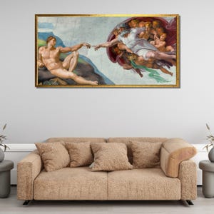 Michelangelo’s The Creation of Adam – Renaissance Masterpiece Canvas Painting Gift for Classic Art Lovers
