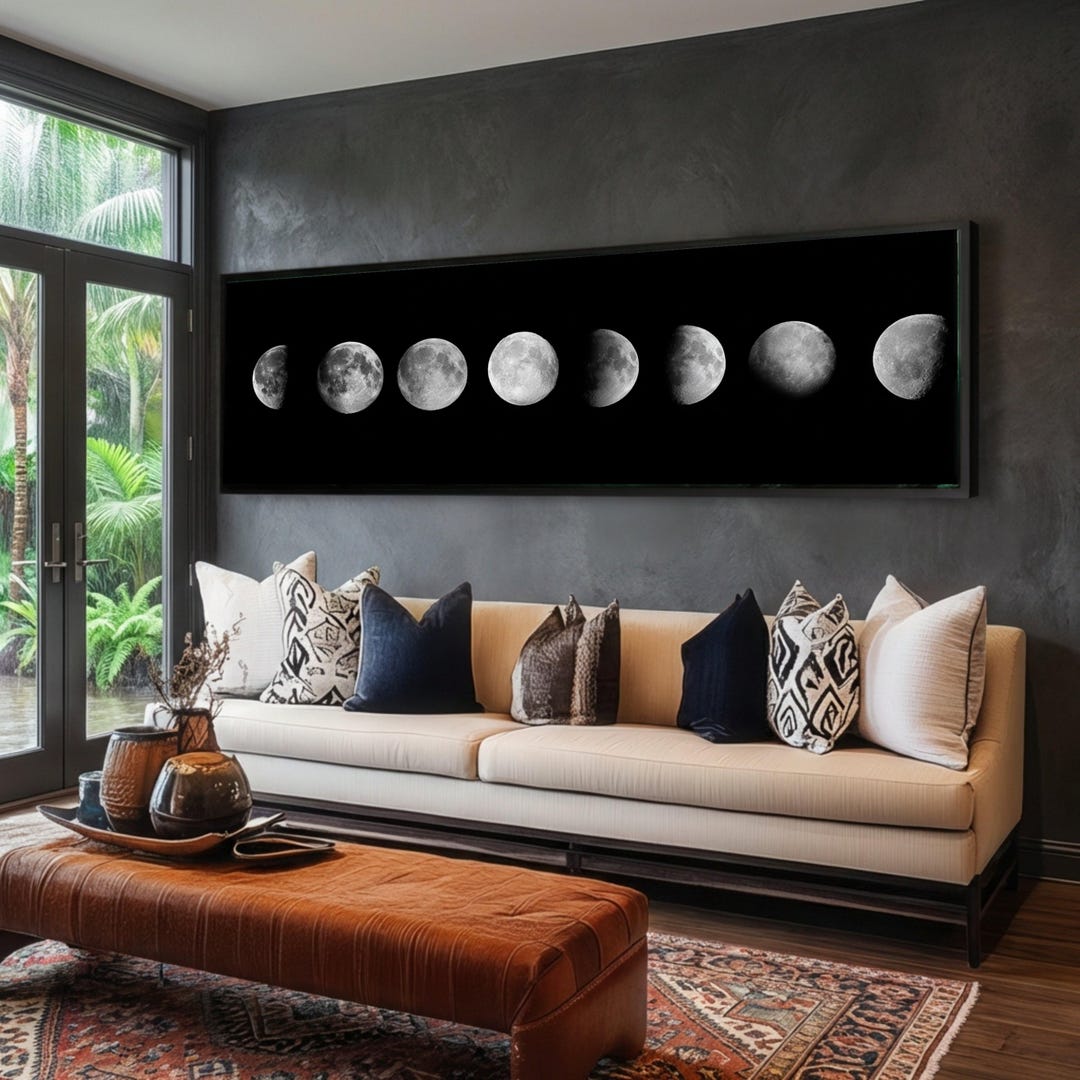 Lunar Phases Canvas Wall Art, Moon Cycle Canvas Print, Astronomy Home ...