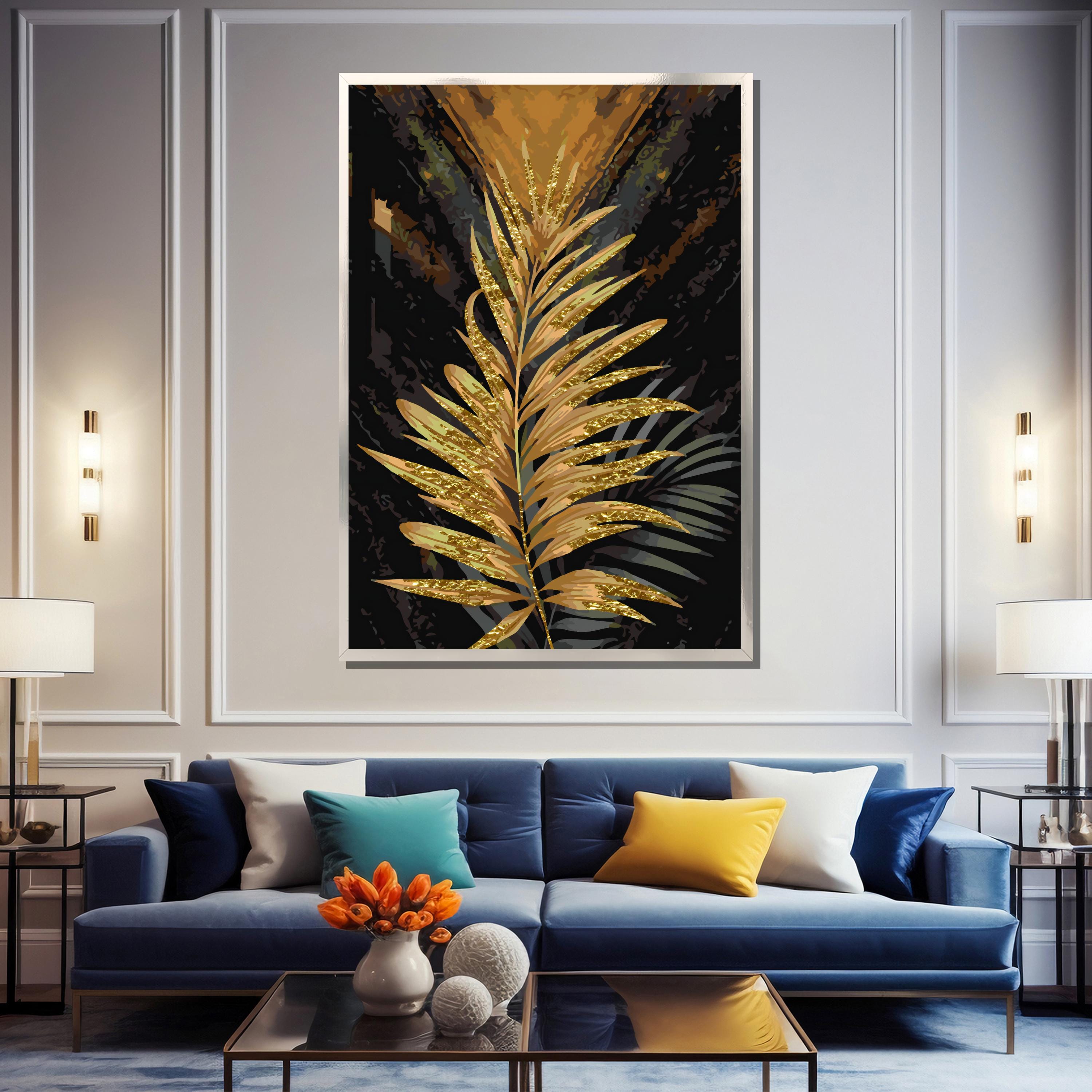 SXKJ Nordic Wall Art Golden Palm Leaf Plant Canvas Painting Botanical Poster Prints Scandinavo Decor Picture Home Artwork 20x30cmx3 Senza cornice