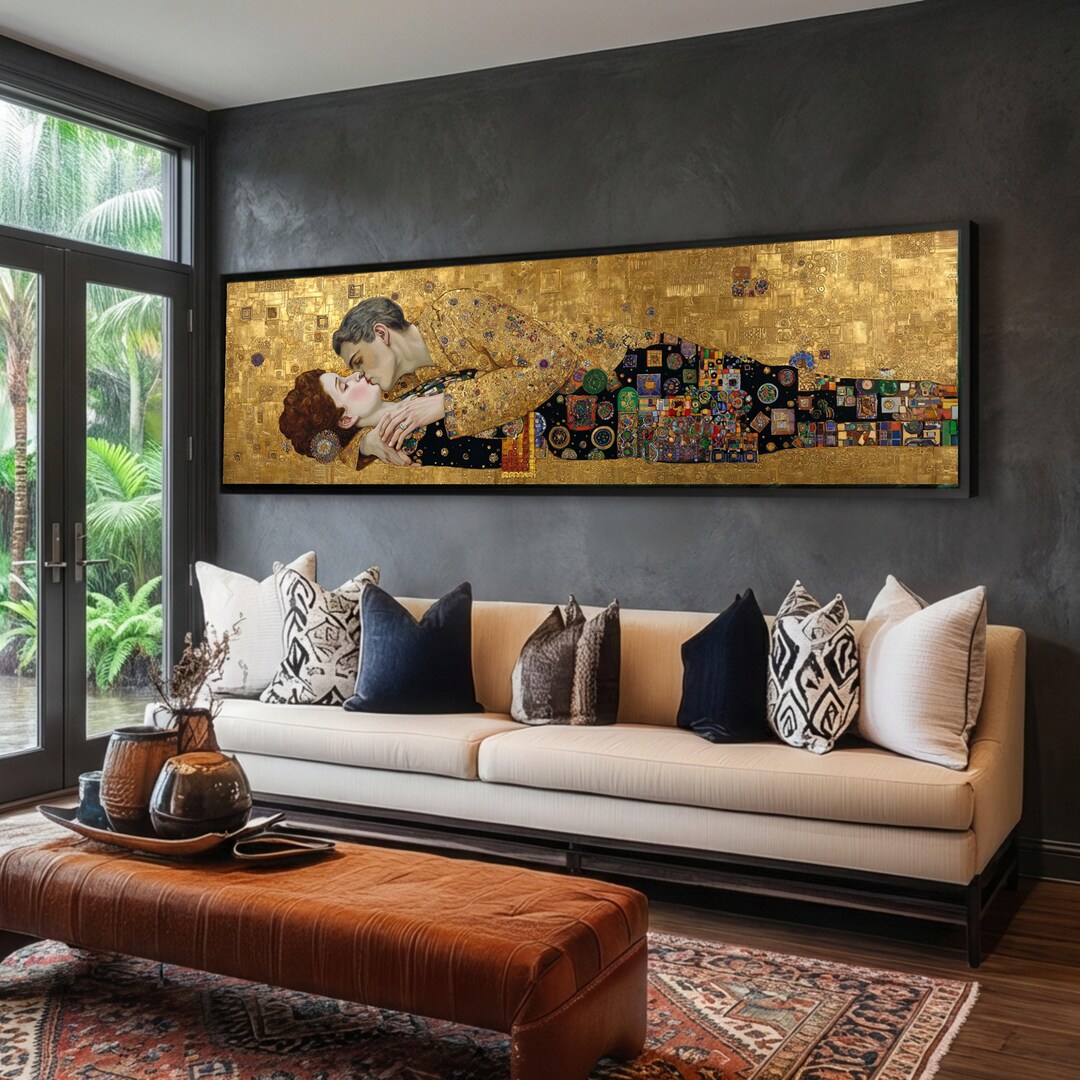 The Kiss Canvas Wall Art, Gustav Klimt Gold Painting, Art Nouveau Decor ...