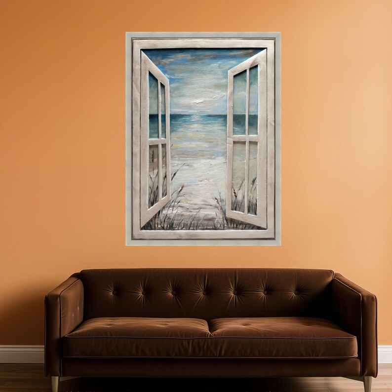 Open Window Canvas Wall Art, Seaside View Painting, Coastal Landscape ...
