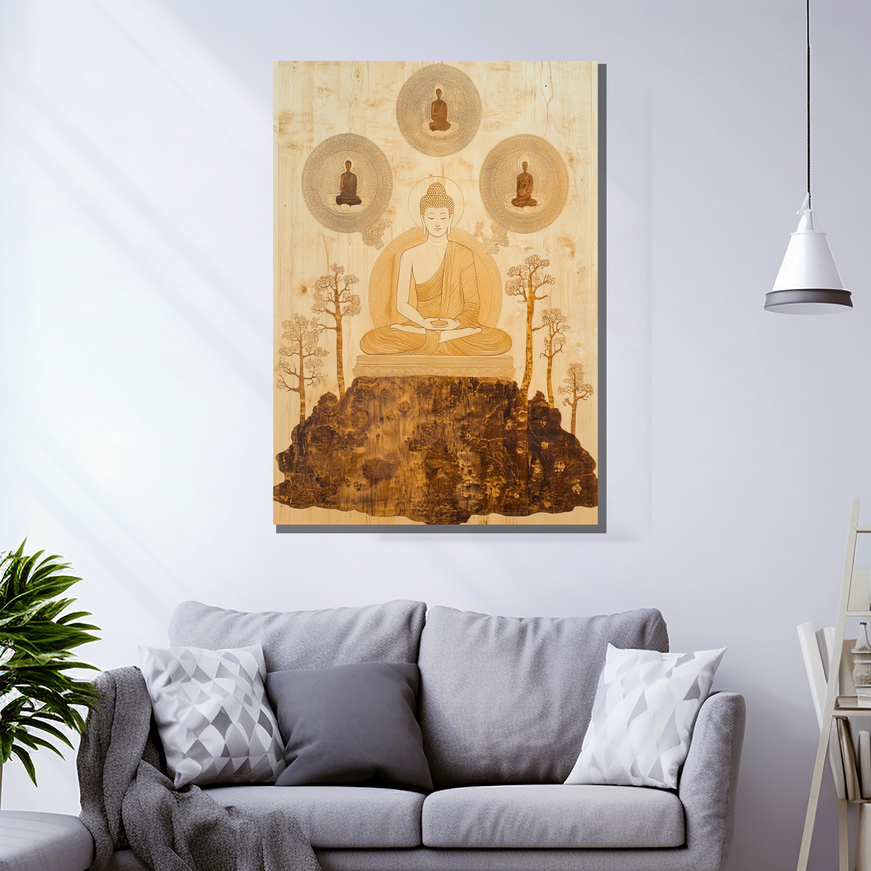 Handcrafted Wooden Buddha Wall Art, Sacred Meditation Decor With ...