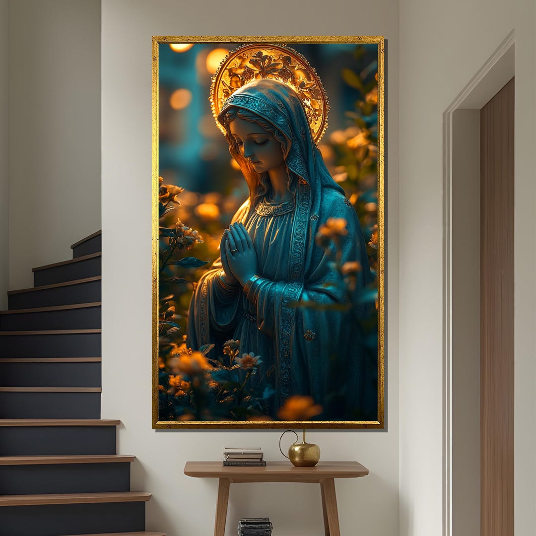 Virgin Mary Canvas Painting, Our Lady Artwork, Catholic Wall Art ...