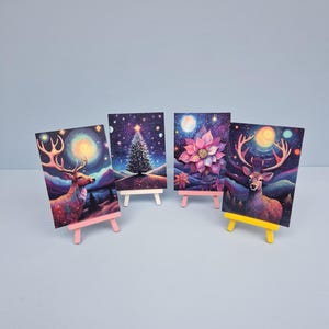 Set van 4 ansichtkaarten met kersttaferelen