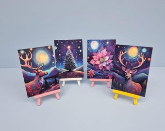 Set van 4 ansichtkaarten met kersttaferelen