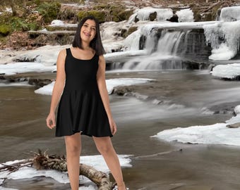 Wicked Begonia Black Skater Dress - Dresses For Women - Little Black Dress - Cocktail Dress - Dresses For Work - Black Dress For Women