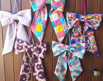Large Fabric Bow or Patchwork Bow - decor for your door, wall, shelf