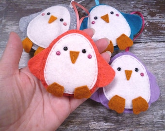 Felt Colour Penguin Christmas Tree Decoration - Handmade