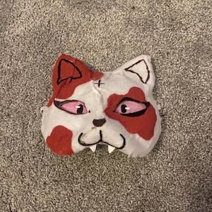 ¡Máscara de gato therian rosa y rojo!