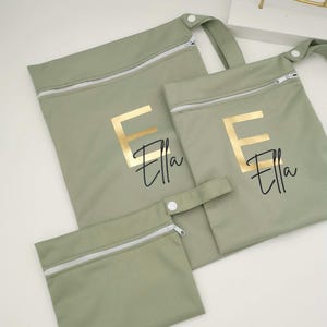 Personalized wet bag | Swim bag with name | Kindergarten bag | Baby shower gift | Period underwear | Waterproof sports bag Grün
