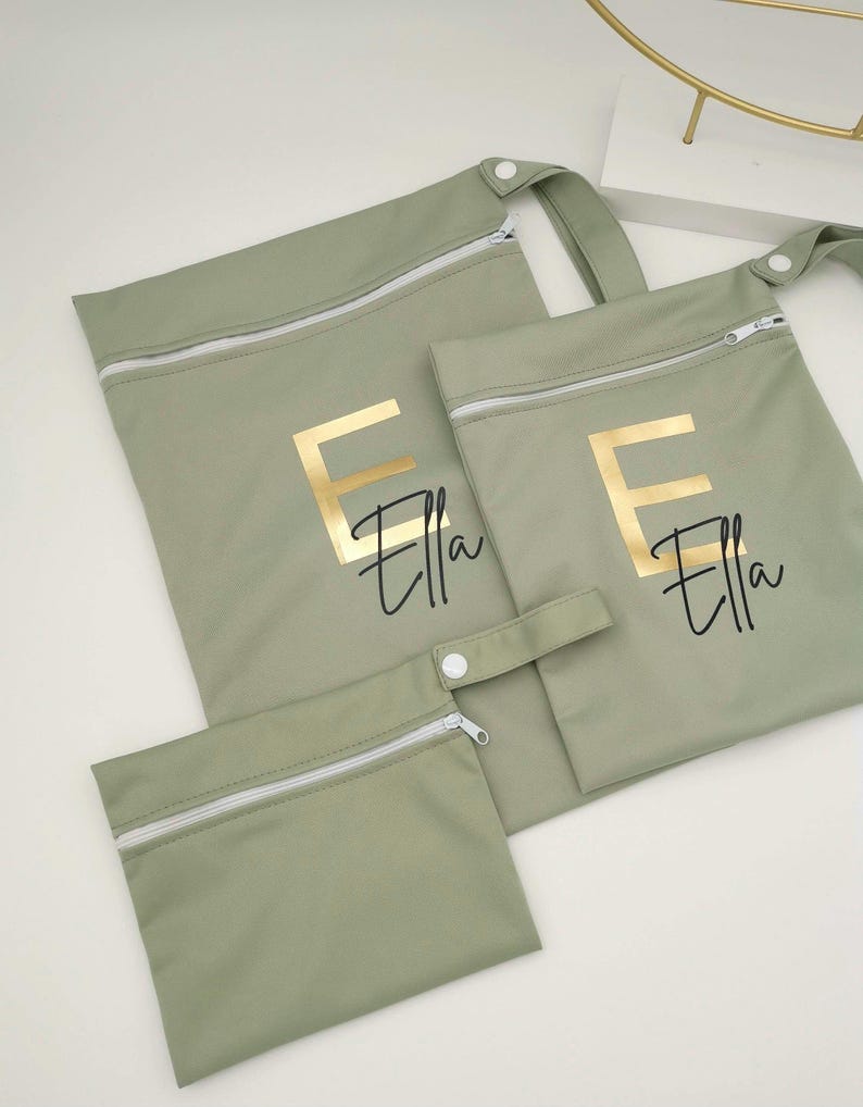 Personalized wet bag | Swim bag with name | Kindergarten bag | Baby shower gift | Period underwear | Waterproof sports bag Grün