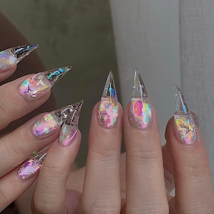 WestEmpress｜ Bling eagle claw nails, press on claw nails,  acrylic nails, claw press on nails, sharp nails, kawaii nails