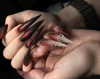 月の満ち欠け 狼男 狼 プレスオンネイルセット - グルーオンネイル