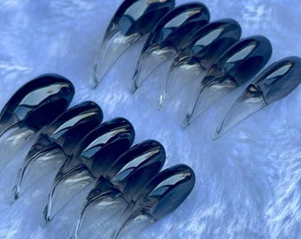 Black Eagle Claw Press On Nails, Gothic Anime Sharp Nails