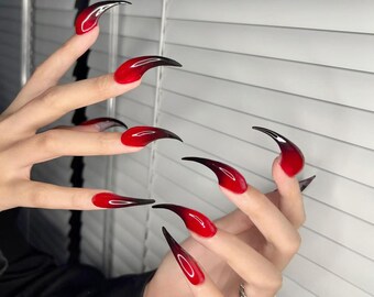 Black&Red Werewolves claw, Werewolf Nails, Claw press on nails
