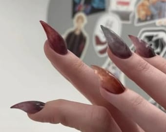 Dragon Claw Press On Nails, Wolf Claw Gradient 3D Nail Art