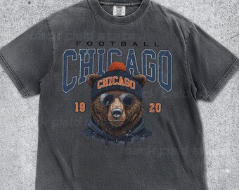Retro Chicago Bears Comfort Colors T-Shirt, Vintage NFL Streetwear Tee, Washed Casual Football Shirt, Unisex Bears Gift