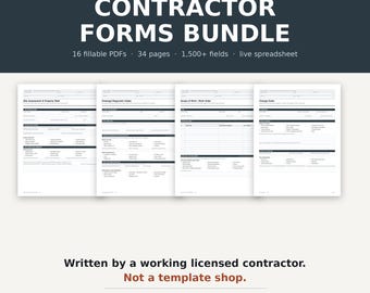 Landscape Contractor Forms Bundle, Fillable PDFs, Pricing Calculator (Digital Download)