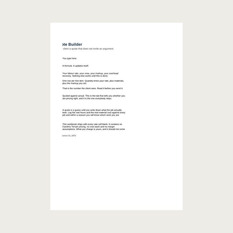 Excel Process Guide Template Landscaping Estimate Template, Quote Builder, Job Log (excel + Sheets ...