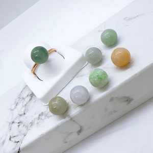 natural jade ring with 9mm jade bead